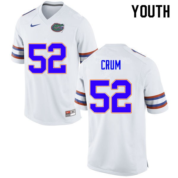 Youth #52 Quaylin Crum Florida Gators College Football Jerseys White